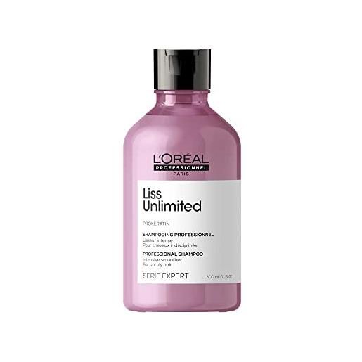 L'Oréal Professionnel | shampoo lisciante per capelli ribelli e indisciplinati, anti-frisottis, liss unlimited, serie expert, 300 ml
