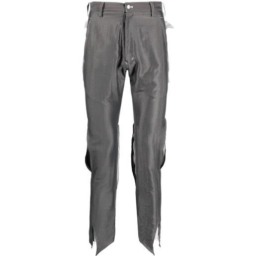sulvam pantaloni slim con dettaglio cut-out - grigio