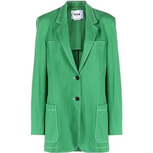 MSGM blazer denim con cuciture a contrasto - verde