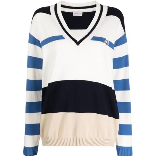 Moncler maglione a righe con design color-block - bianco