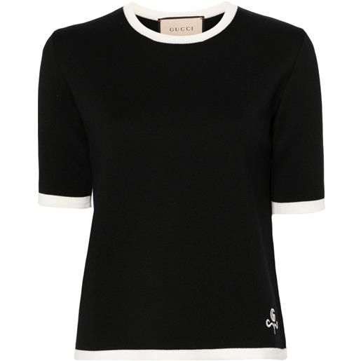 Gucci t-shirt con dettagli a contrasto - nero
