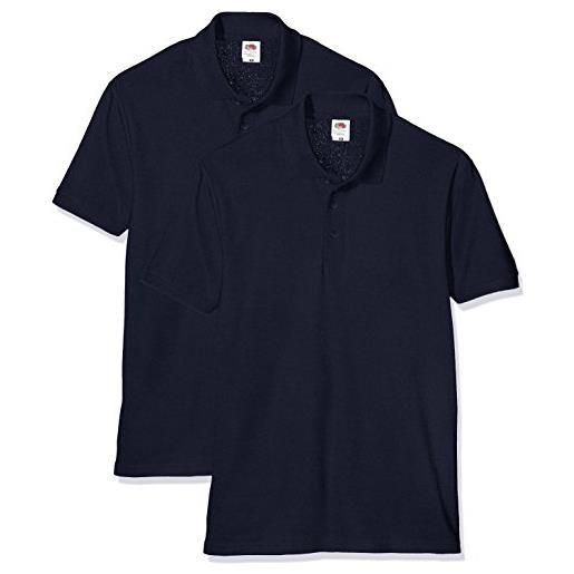 Fruit of the Loom 65/35 pique polo, t-shirt uomo, confezione da 2, blu (dark navy), xl