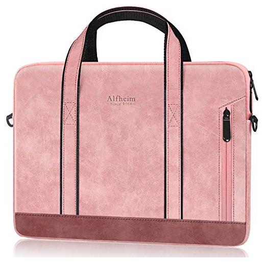 Alfheim borsa per laptop da 15.6/16 pollici, borsa a tracolla per laptop in pelle impermeabile con tracolla per donna/uomo/viaggi/affari, compatibile con macbook pro 16 pollici