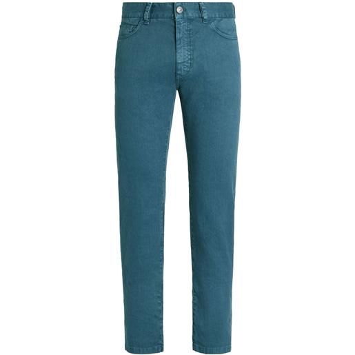 Zegna jeans slim con applicazione - blu