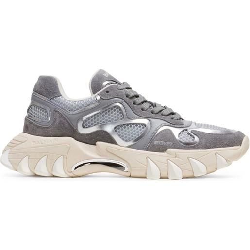 Balmain sneakers chunky b-east con inserti - grigio