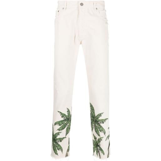 Palm Angels jeans dritti con stampa - toni neutri