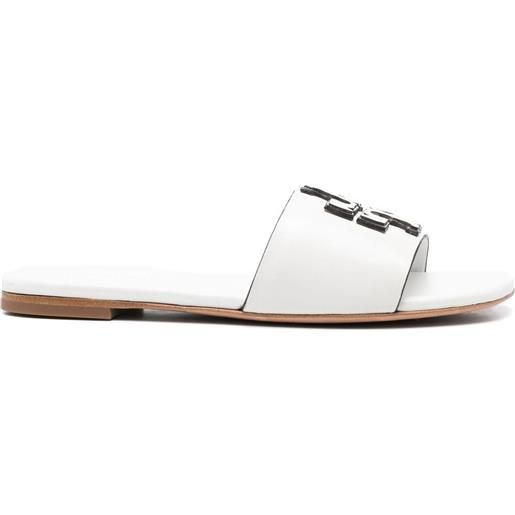Tory Burch sandali slides con logo goffrato - bianco