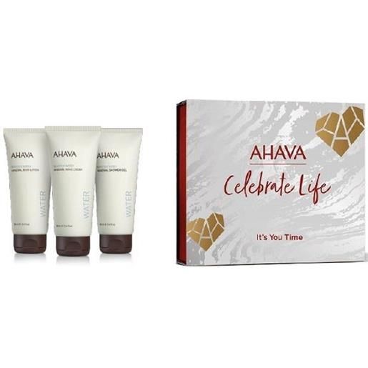 Ahava cofanetto it's your time crema mani 100ml + crema corpo 100ml + gel doccia 100ml