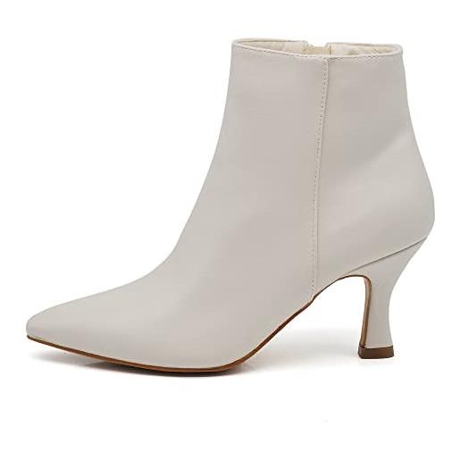 IF fashion tronchetti stivali stivaletti a punta scarpe da donna con tacco mp413 bianco n. 40