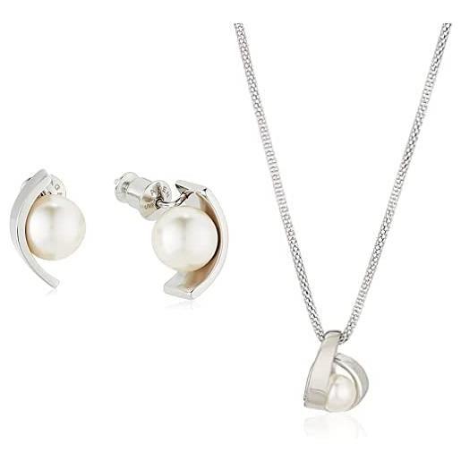 Skagen orecchini in argento e perle agnethe di Skagen + collana in acciaio inossidabile per donna di Skagen