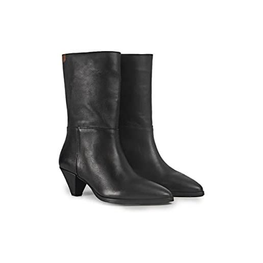 POPA - stivali con tacco da donna - caye - 39 - prodotti in spagna - nero - elaborati in pelle - gambaletto largo 8,5 cm - tacco geometrico con altezza di 5,5 cm