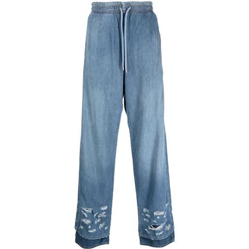 Diesel jeans a gamba ampia con effetto vissuto - blu