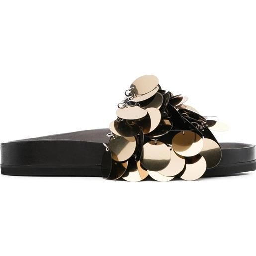 Rabanne sandali slides con paillettes - nero