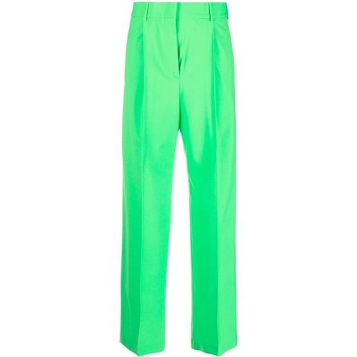MSGM pantaloni sartoriali a vita alta - verde