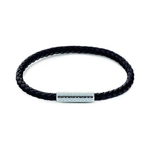 Calvin Klein braccialetto in pelle da uomo collezione wrapped & braided nero - 35000101