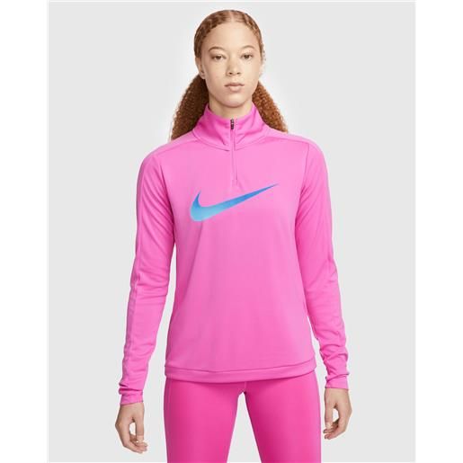 Nike t-shirt swoosh dri-fit manica lunga rosa donna