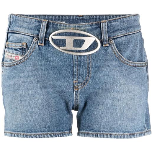Diesel shorts de-lyla-fsc denim con placca logo - blu