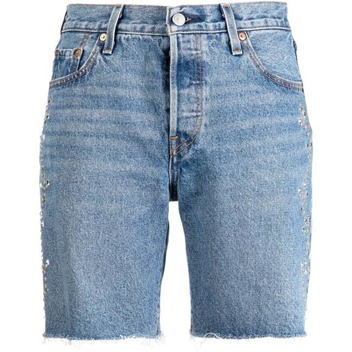 Anna Sui shorts denim con borchie - blu