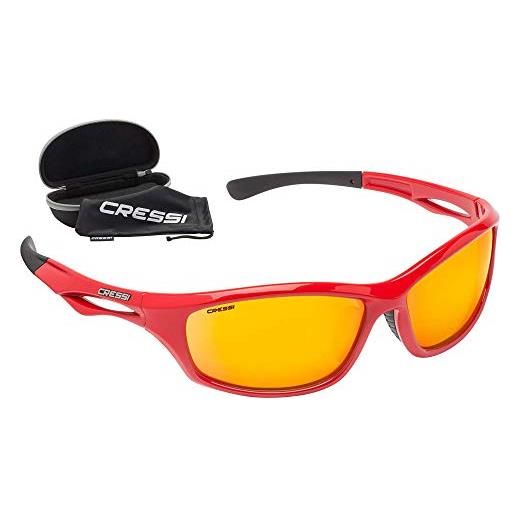 Cressi sniper sunglasses, occhiali da sci unisex adulto, rosso/lenti specchiate arancio, unica