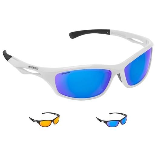Cressi sniper sunglasses, occhiali da sci unisex adulto, nero/lenti specchiate blu, taglia unica