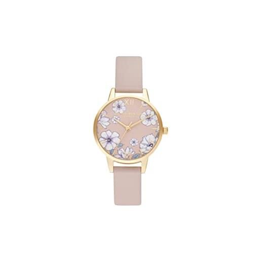 Olivia Burton orologio analogico al quarzo da donna con cinturino in pelle eco-compatibile rosa - ob16an04