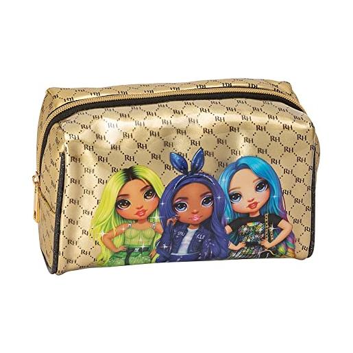 Franco Cosimo Panini rainbow high - borsetta bambina utilizzabile come beauty case da viaggio porta trucchi e portaoggetti - pochette morbida con logo, chiusura zip e manico in webbing con lurex, regali natale 20x12hx9 cm