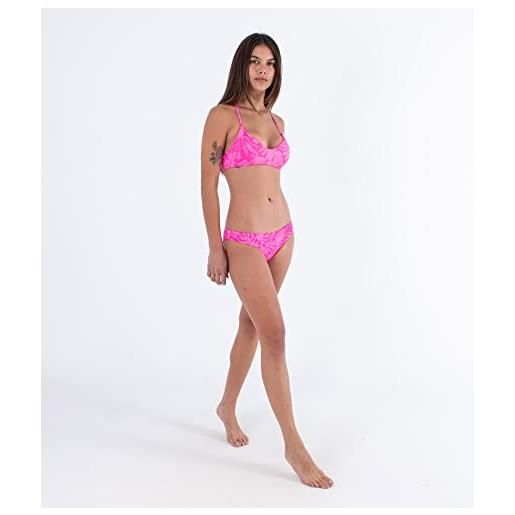 Hurley jungle walk moderate bottom mutandine bikini, pink punch, xs donna