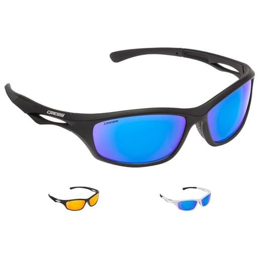 Cressi sniper sunglasses, occhiali da sci unisex adulto, nero/lenti specchiate arancio, unica