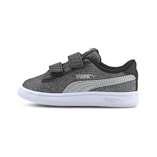 Puma smash v2 glitz v inf, scarpe da ginnastica bambini, glam/black, 22 eu