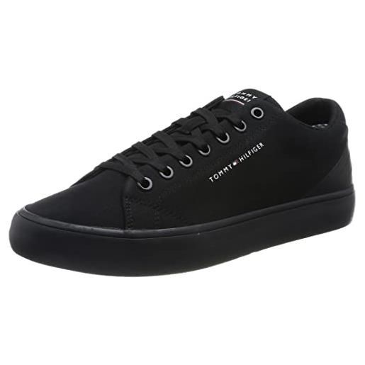 Tommy Hilfiger sneakers vulcanizzate uomo th hi vulc core low canvas scarpe, nero (black), 40 eu