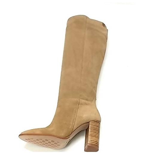 POPA - stivali con tacco da donna - sabela camoscio - 38 - prodotti in spagna - colore sabbia - elaborati in camoscio - gambaletto alto con consistenza liscia - tacco da 9 cm