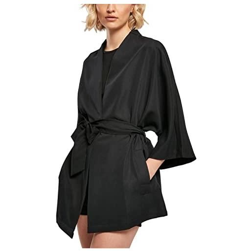 Urban Classics ladies viscose twill kimono coat giacca, black, m/l da donna