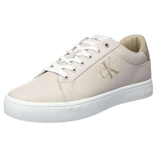 Calvin Klein Jeans sneakers con suola preformata uomo classic fluo contrast scarpe, bianco (white/ancient white), 40 eu