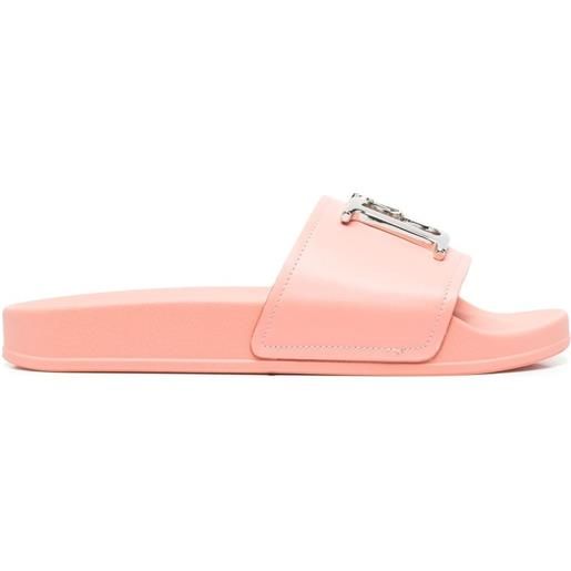 Dsquared2 sandali slides a punta aperta con placca logo - rosa