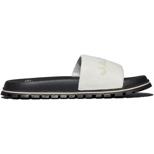 Marc Jacobs sandali slides the leather slide con logo goffrato - bianco