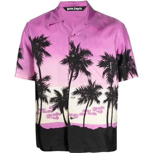 Palm Angels camicia con stampa palm tree - viola