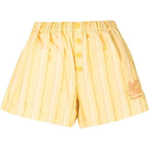 ETRO shorts a righe con ricamo - giallo