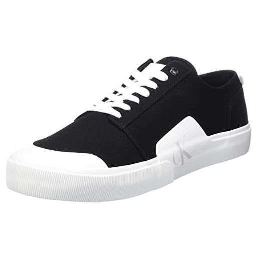 Calvin Klein Jeans sneakers vulcanizzate uomo skater vulc low laceup badge scarpe, nero (black/white), 44 eu