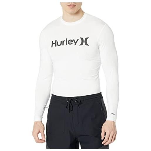 Hurley oao quickdry rashguard ls camicia di protezione da eruzione cutanea, bianco, m uomo