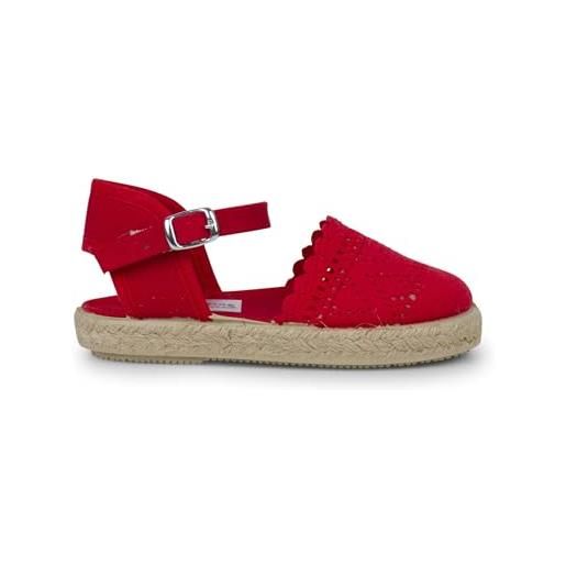 Pisamonas espadrillas ricamate per bambine con fibbia misurare 34 colore rosso