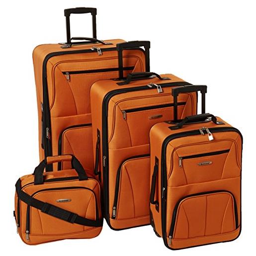 Rockland bagagli journey softside verticale set, arancione, 4-piece set (14/19/24/28), journey - set di valigie verticali softside