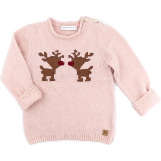 Bamboom maglione di natale con renna, maglioncino natalizio neonato - rosa - 6m