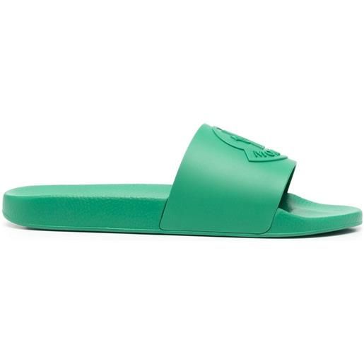 Moncler sandali slides con logo goffrato - verde