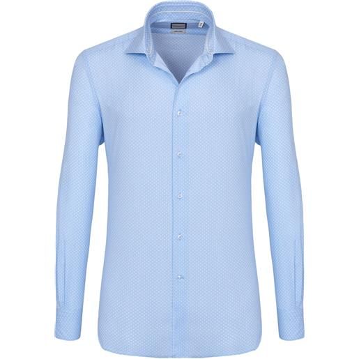 Camicissima camicia trendy azzurra con microfantasia bianca francese
