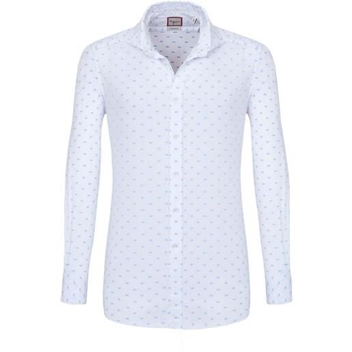 Camicissima camicia trendy bianca con fantasia azzurra francese