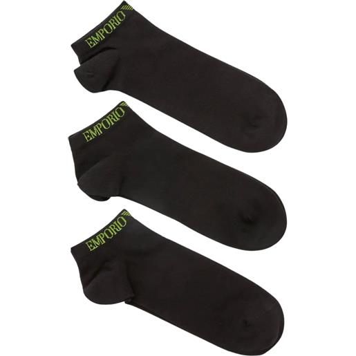 Emporio armani - confezione da tre calzini alla caviglia in misto cotone