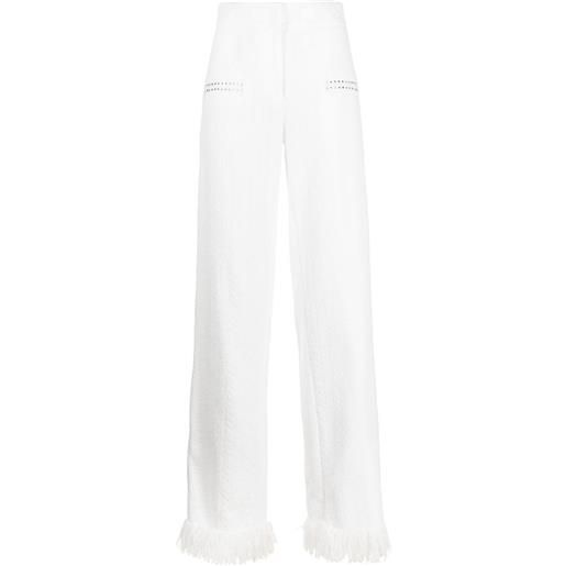 Genny pantaloni a gamba ampia con strass - bianco