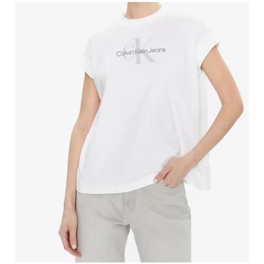 Calvin Klein Jeans archival monologo relaxed t-shirt m/m bianco logo petto donna