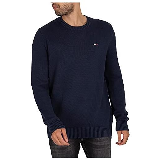 Tommy Jeans tjm essential crew neck sweater, maglione uomo, blu (twilight navy), xxl