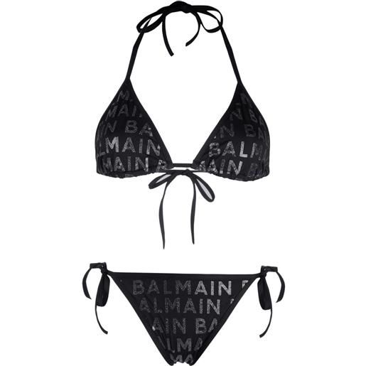 Balmain set bikini con stampa - nero